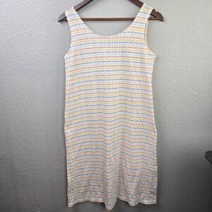 Vintage Champagne USA Made Pastel‎ Heart Print  Lounge Dess Nightgown Womens M